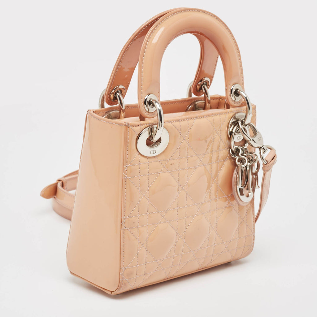 Dior  Cannage Patent Leather Mini Lady Dior Tote