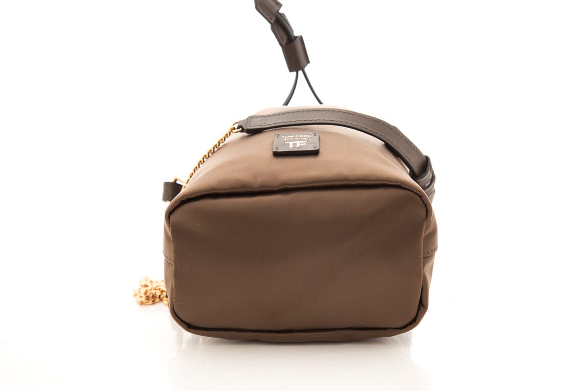 Tom Ford Brown Satin Nylon Chain Bucket Bag