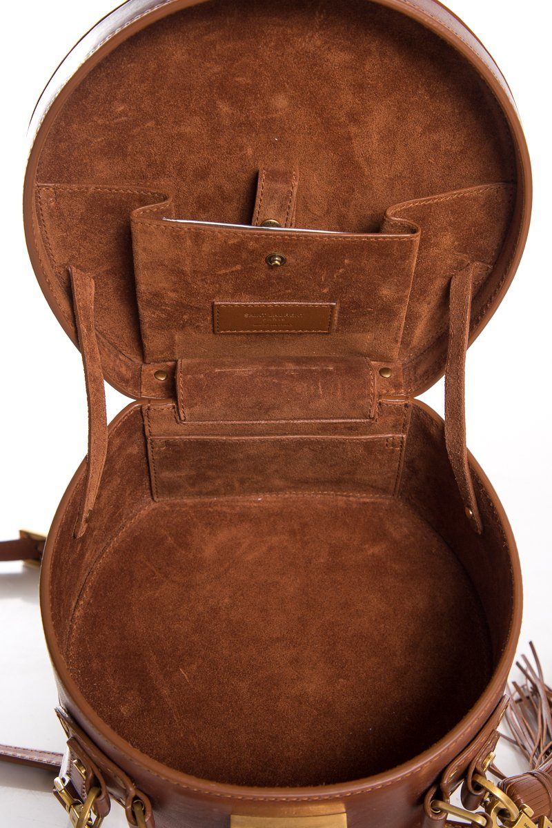 Yves Saint Laurent Brown Gazela Fur Small Hat Box Shoulder Bag