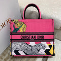 GLAMI Large Book Tote Multicolor Toile de Jouy Zoom Pop Embroidery, Fuchsia Pink, For Women WomenÃ¢â‚¬â„¢s Handbags, 41cm CD M1286ZROH_M929