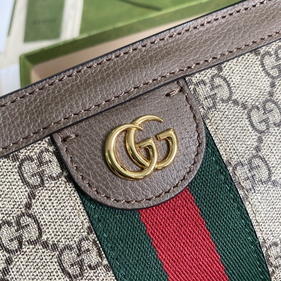Glami OphiGLAMIa Mini Shoulder Bag Beige/Ebony Glami Supreme Canvas Green And Red Web Detail Brown For Women 7.5in/19cm Glami 602676 K05NB 8745