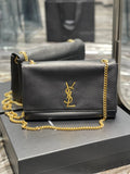 YSSL Kate Medium Reversible Chain Bag Black In Suede With Gold Hardware For Women 11.2in/29cm YSL