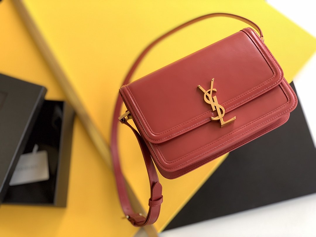 GLAMI Solferino MeGLAMIum Satchel Bag In Box Red With Gold Hardware For Women 9in/23cm YSL 6343050SX0W6805