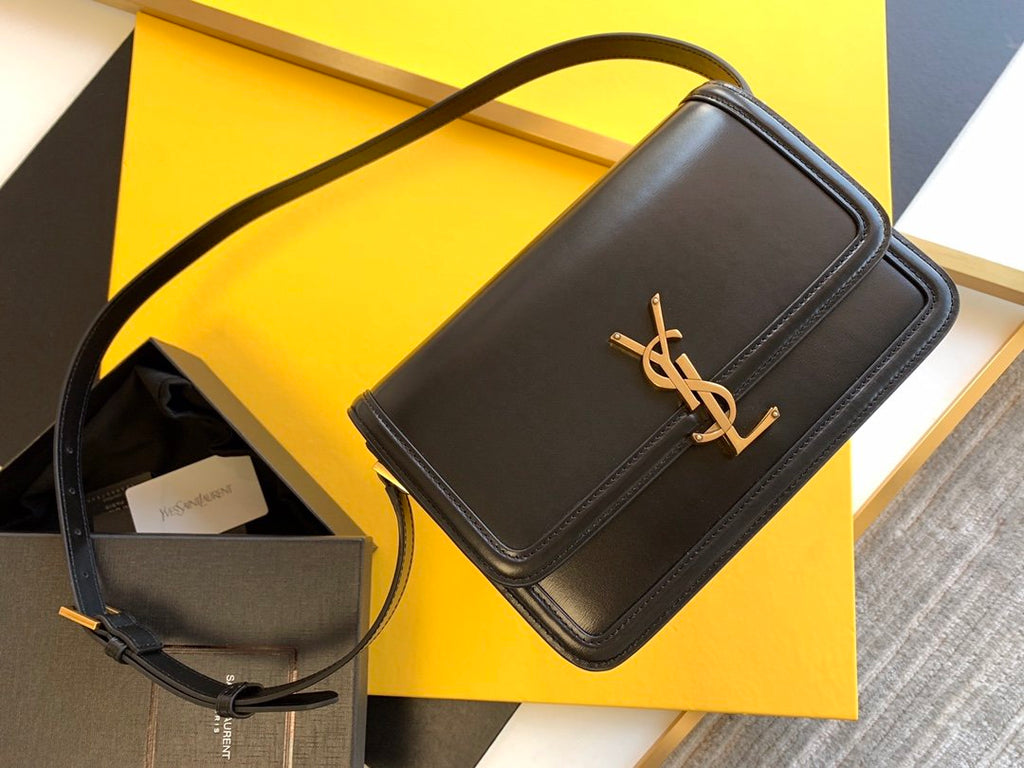 GLAMI Solferino MeGLAMIum Satchel Bag In Box Black With Gold Hardware For Women 9in/23cm YSL 6343050SX0W1000