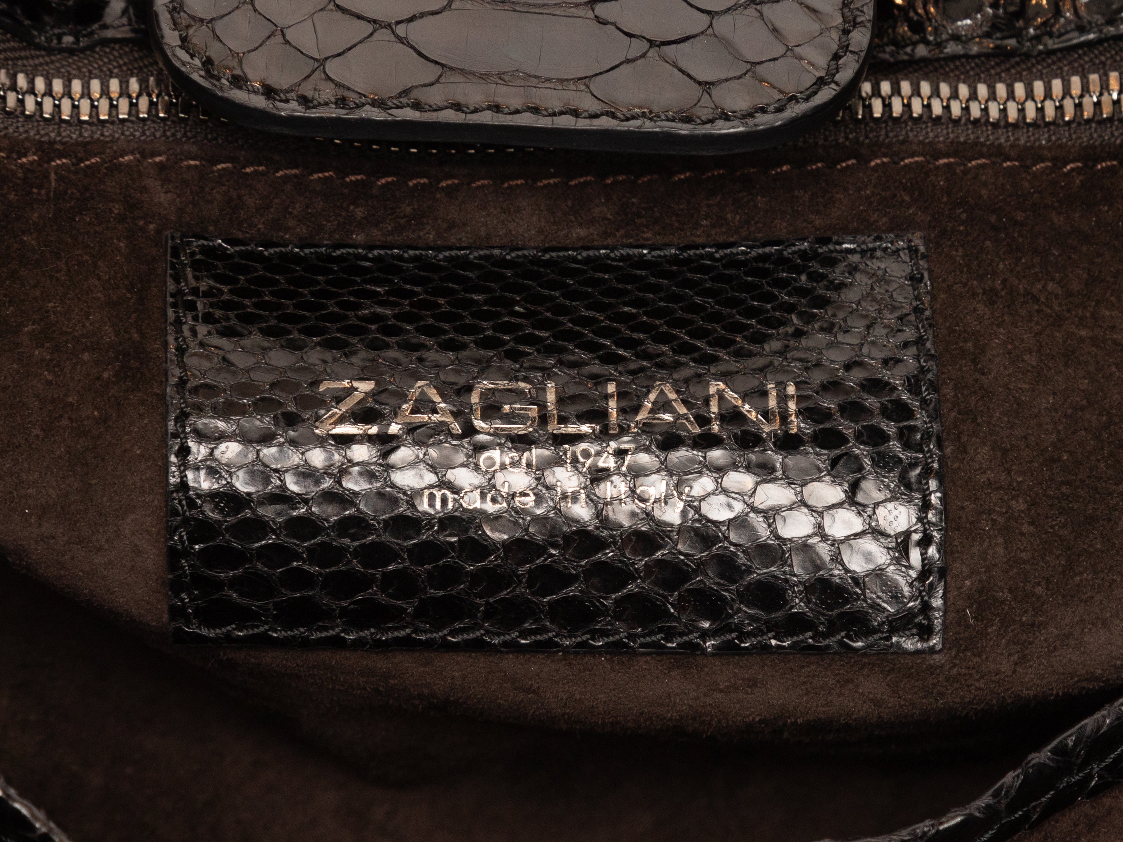 Black Zagliani Large Python Tote Bag