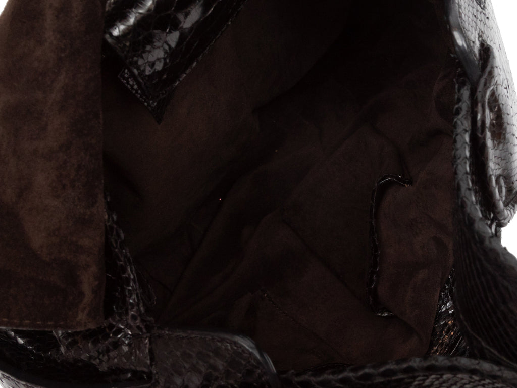 Black Zagliani Large Python Tote Bag
