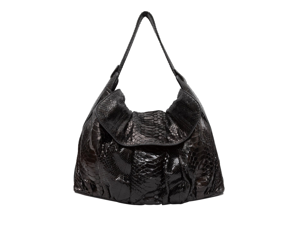 Black Zagliani Large Python Tote Bag