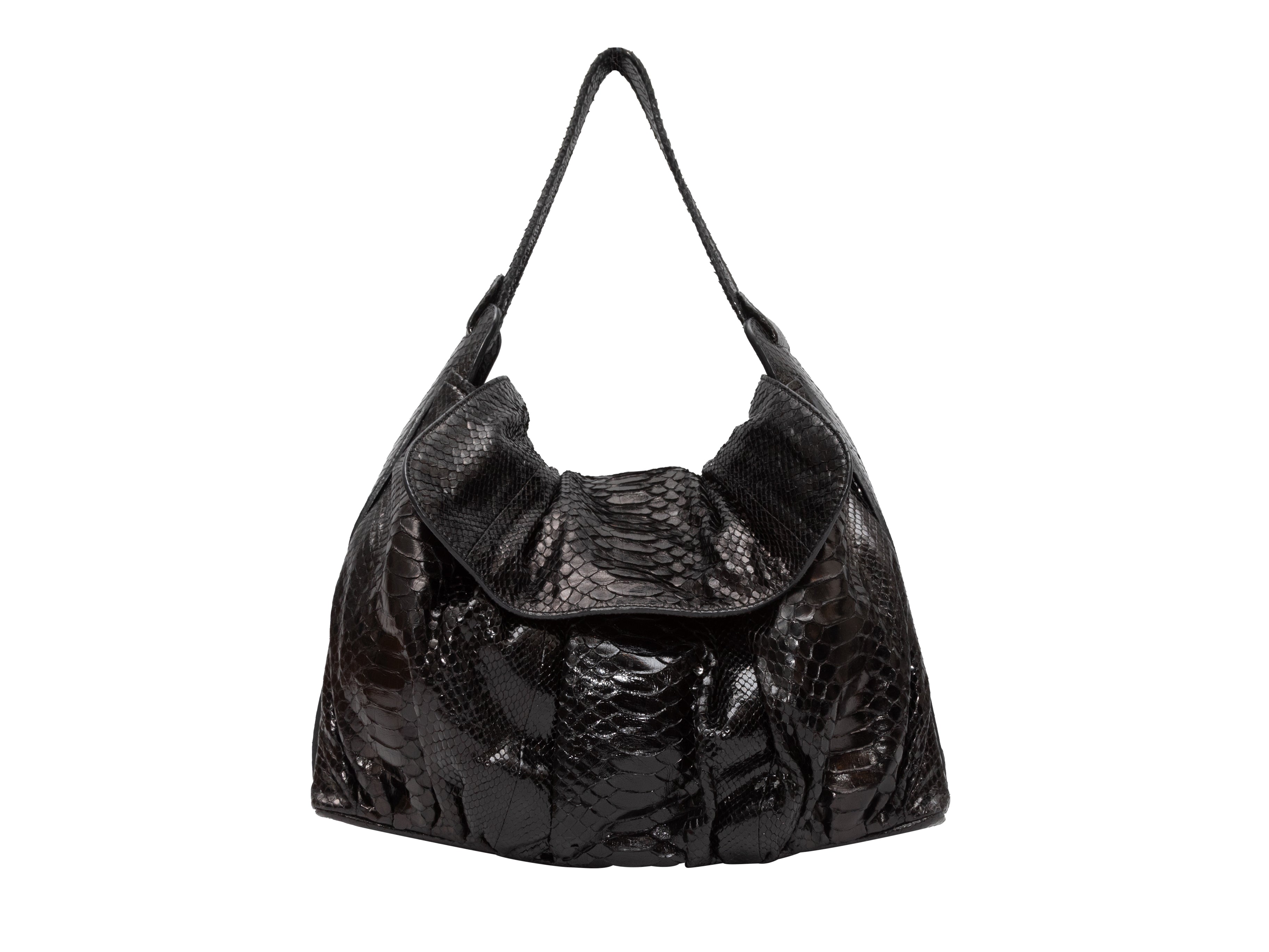 Black Zagliani Large Python Tote Bag