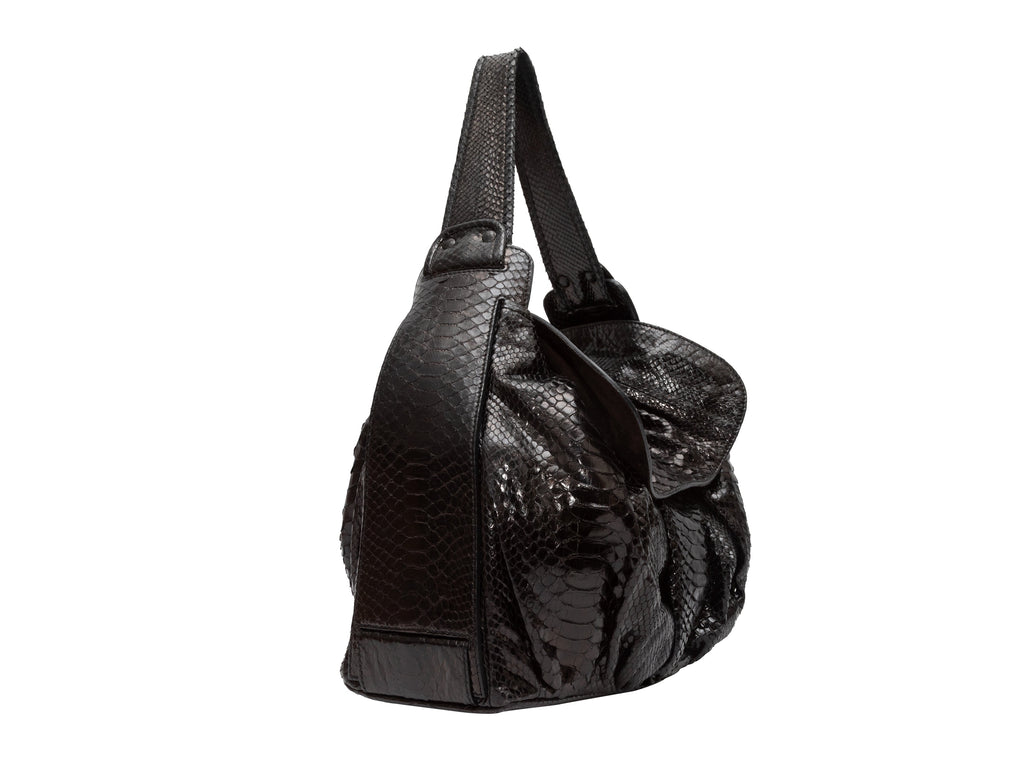 Black Zagliani Large Python Tote Bag