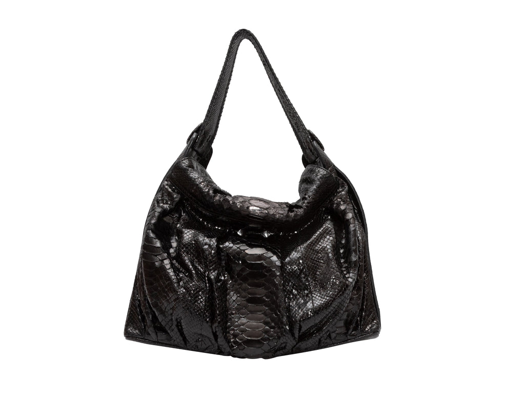 Black Zagliani Large Python Tote Bag