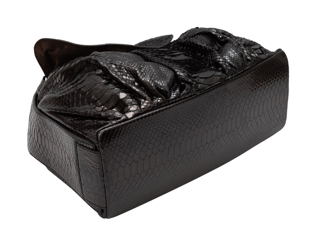 Black Zagliani Large Python Tote Bag