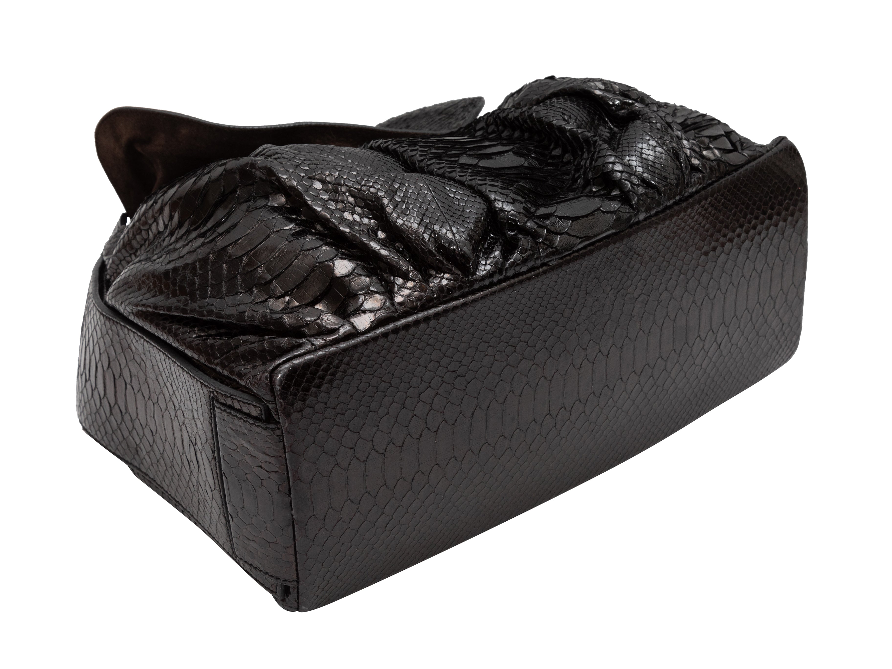 Black Zagliani Large Python Tote Bag