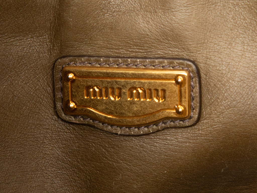 Olive Miu Miu Leather Tote Bag