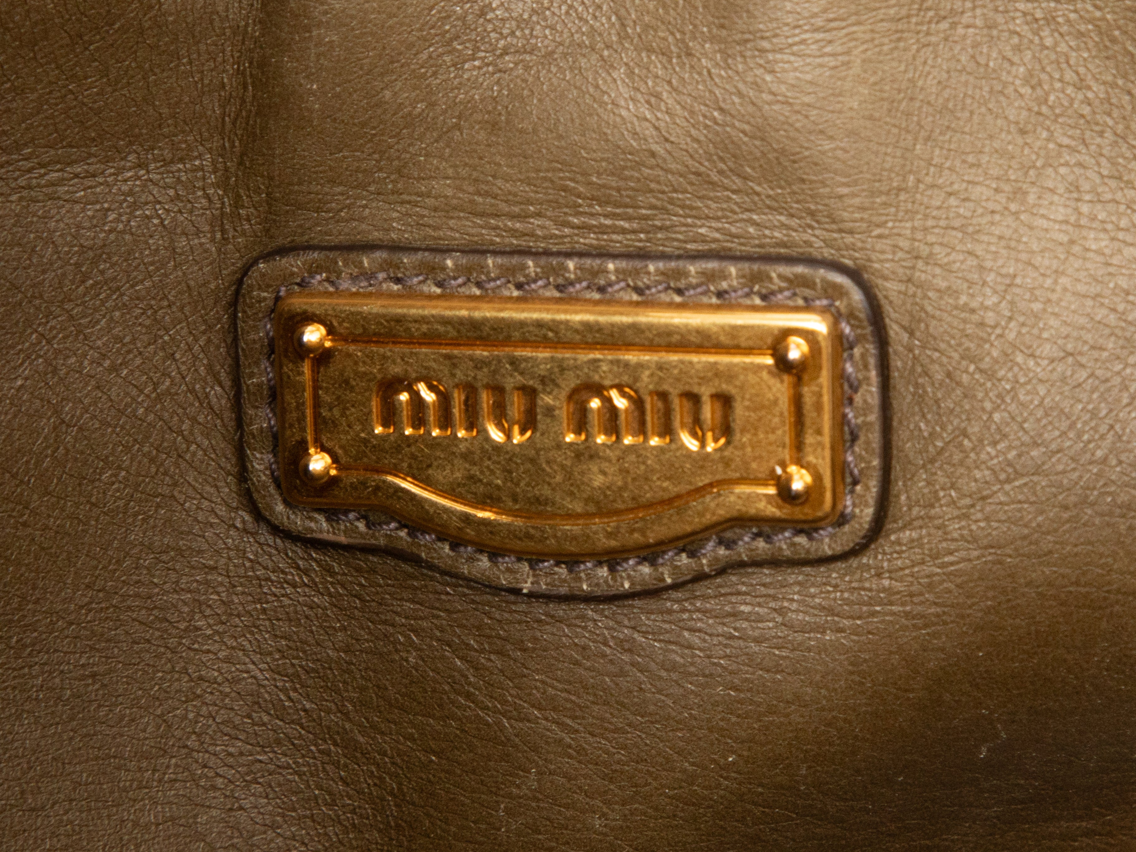 Olive Miu Miu Leather Tote Bag