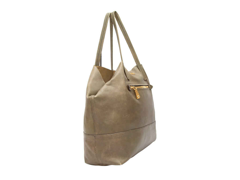 Olive Miu Miu Leather Tote Bag