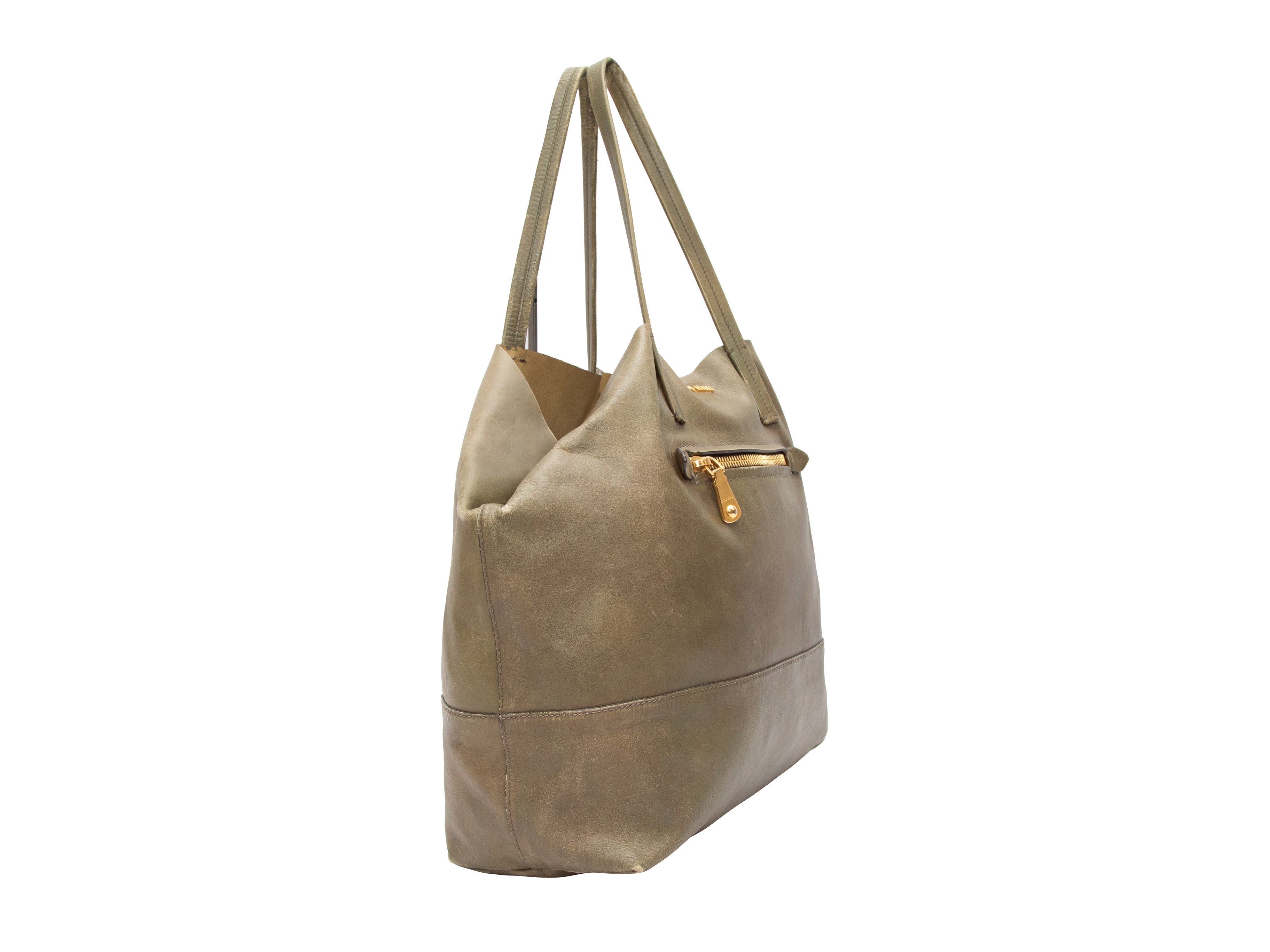 Olive Miu Miu Leather Tote Bag