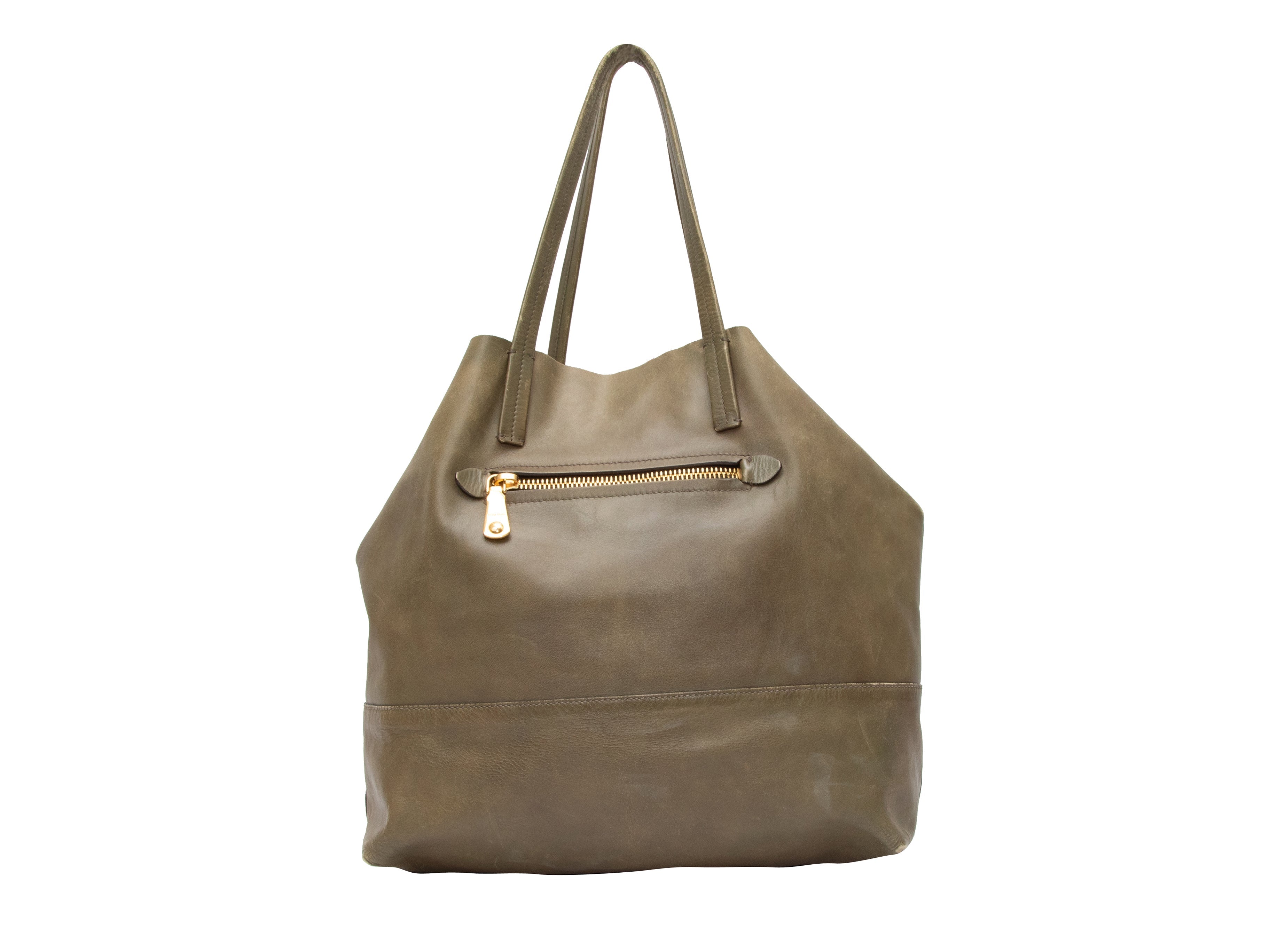 Olive Miu Miu Leather Tote Bag