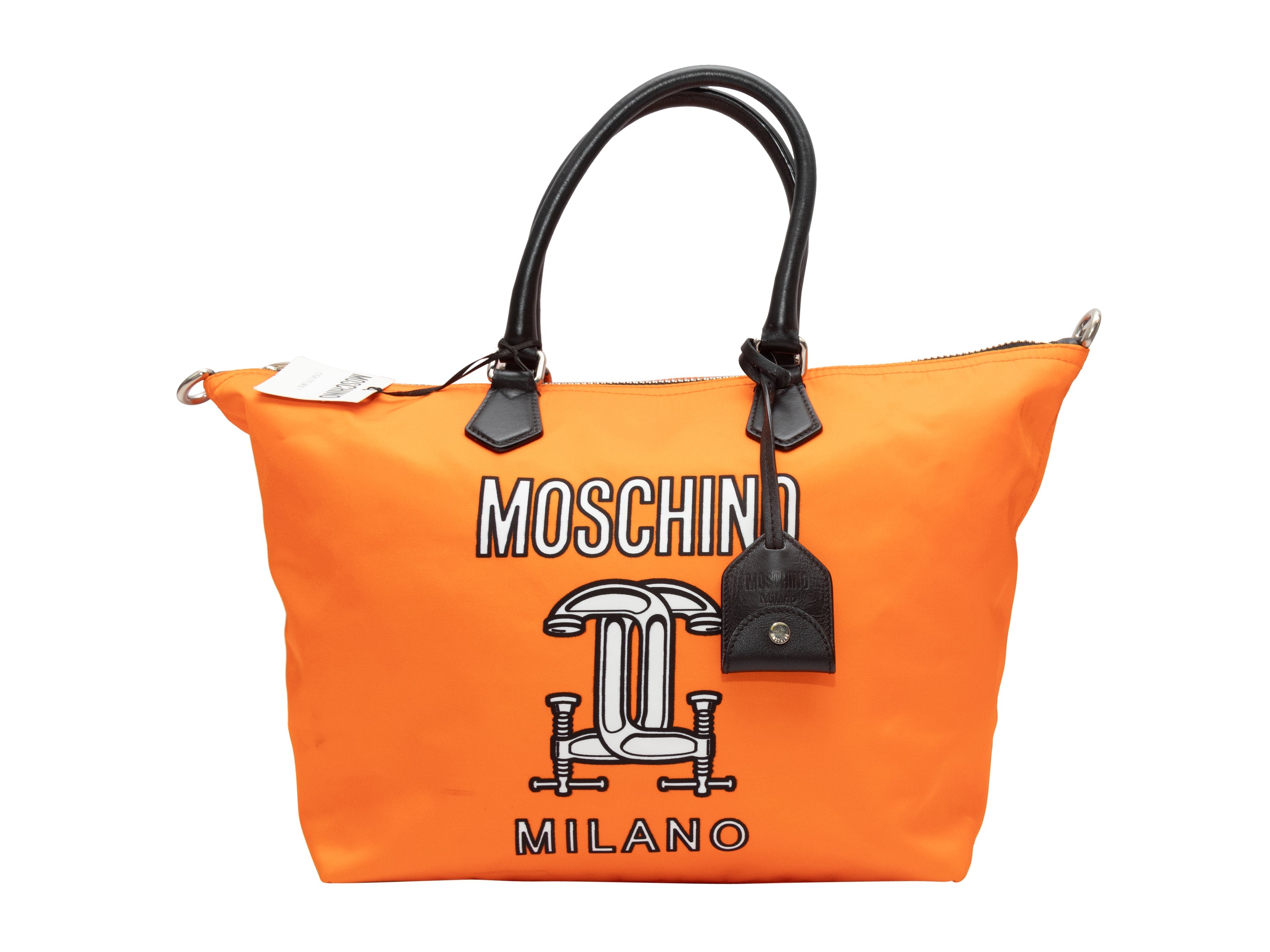 Orange & Multicolor Moschino Couture Nylon Shopper Tote