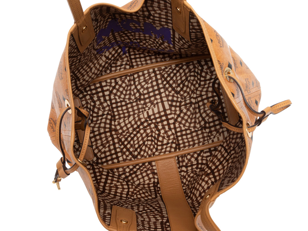 Tan & Black MCM Liz Reversible Tote Bag