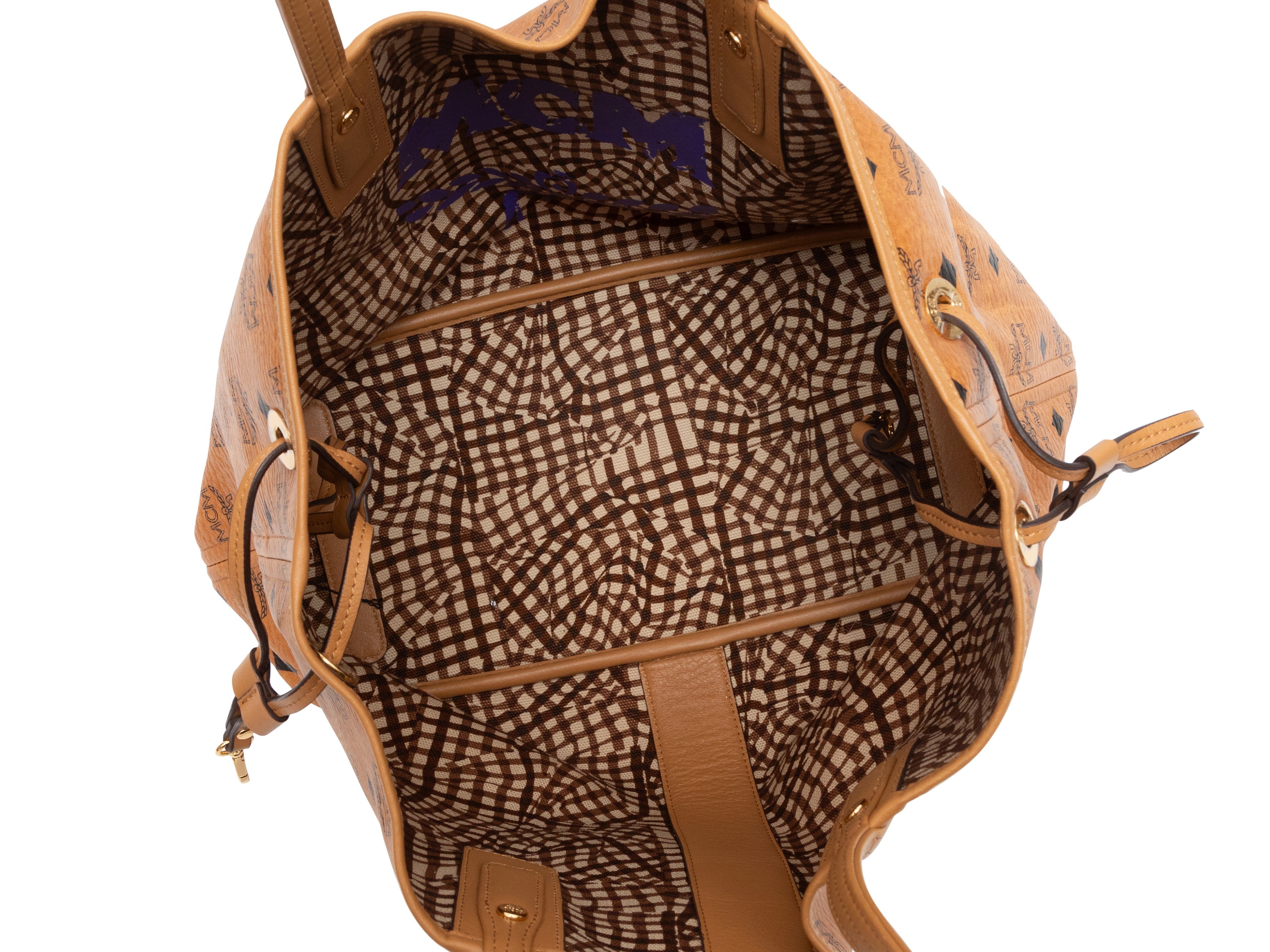Tan & Black MCM Liz Reversible Tote Bag
