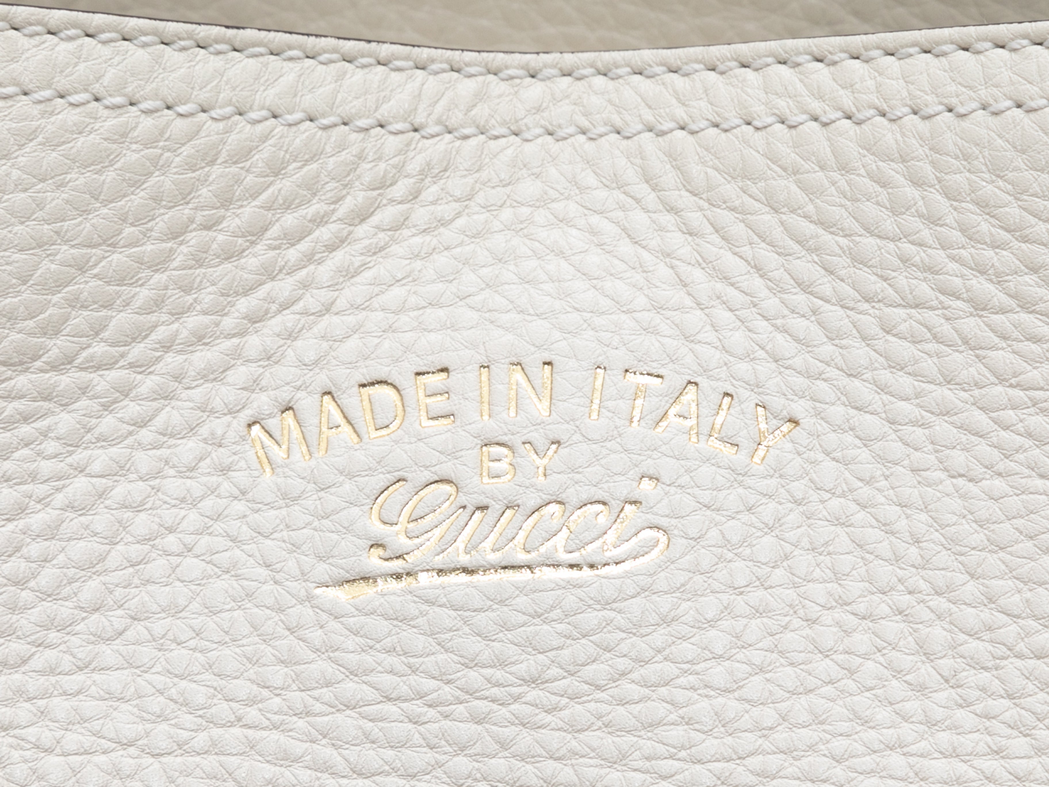 White Gucci Leather & Bamboo Shopping Tote