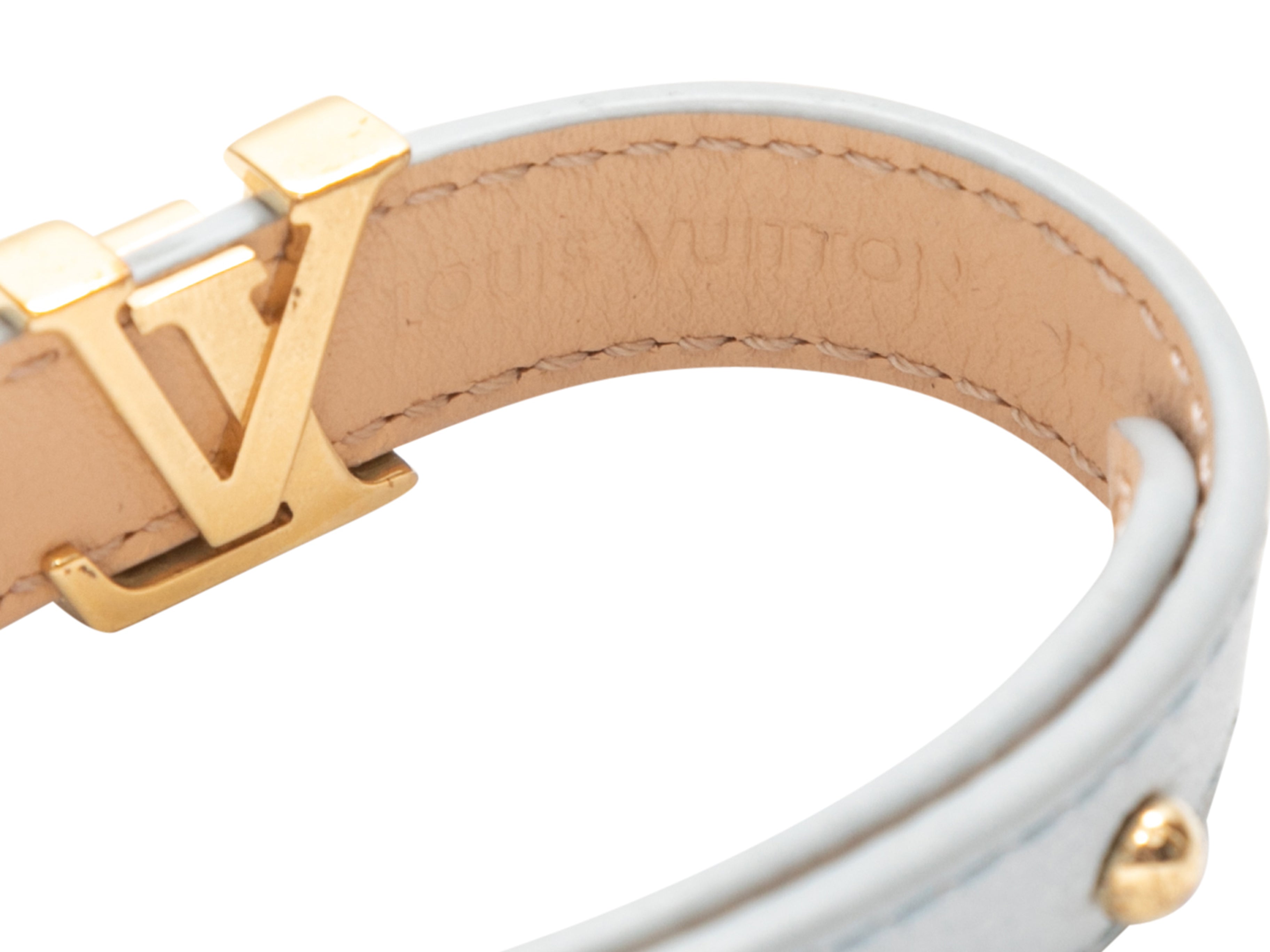 Light Blue Louis Vuitton Leather Logo Bracelet
