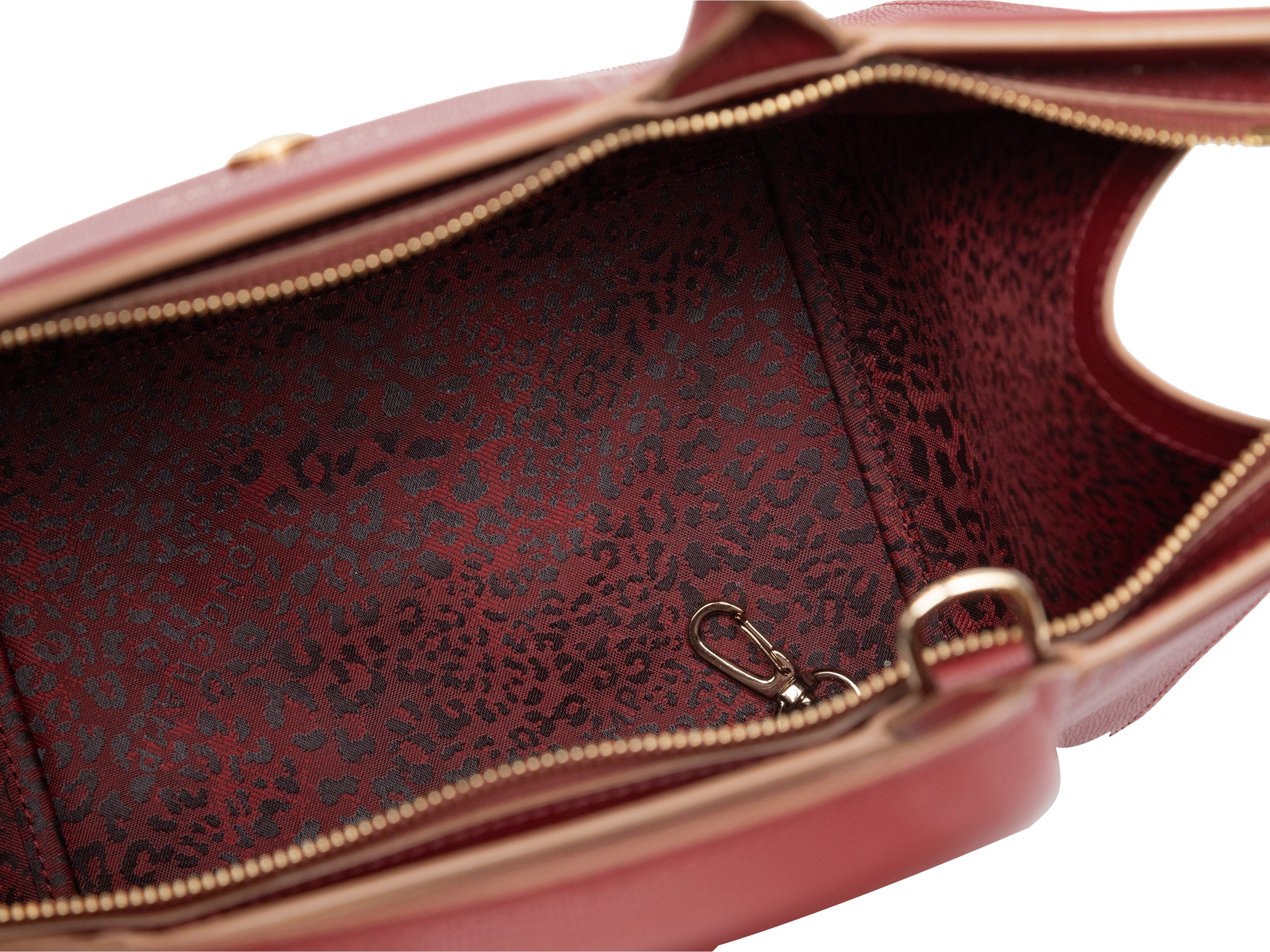 Red Longchamp Le Pliage Leather Tote