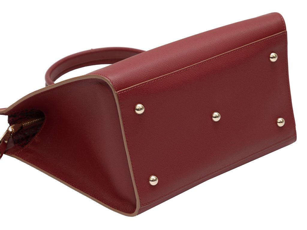Red Longchamp Le Pliage Leather Tote