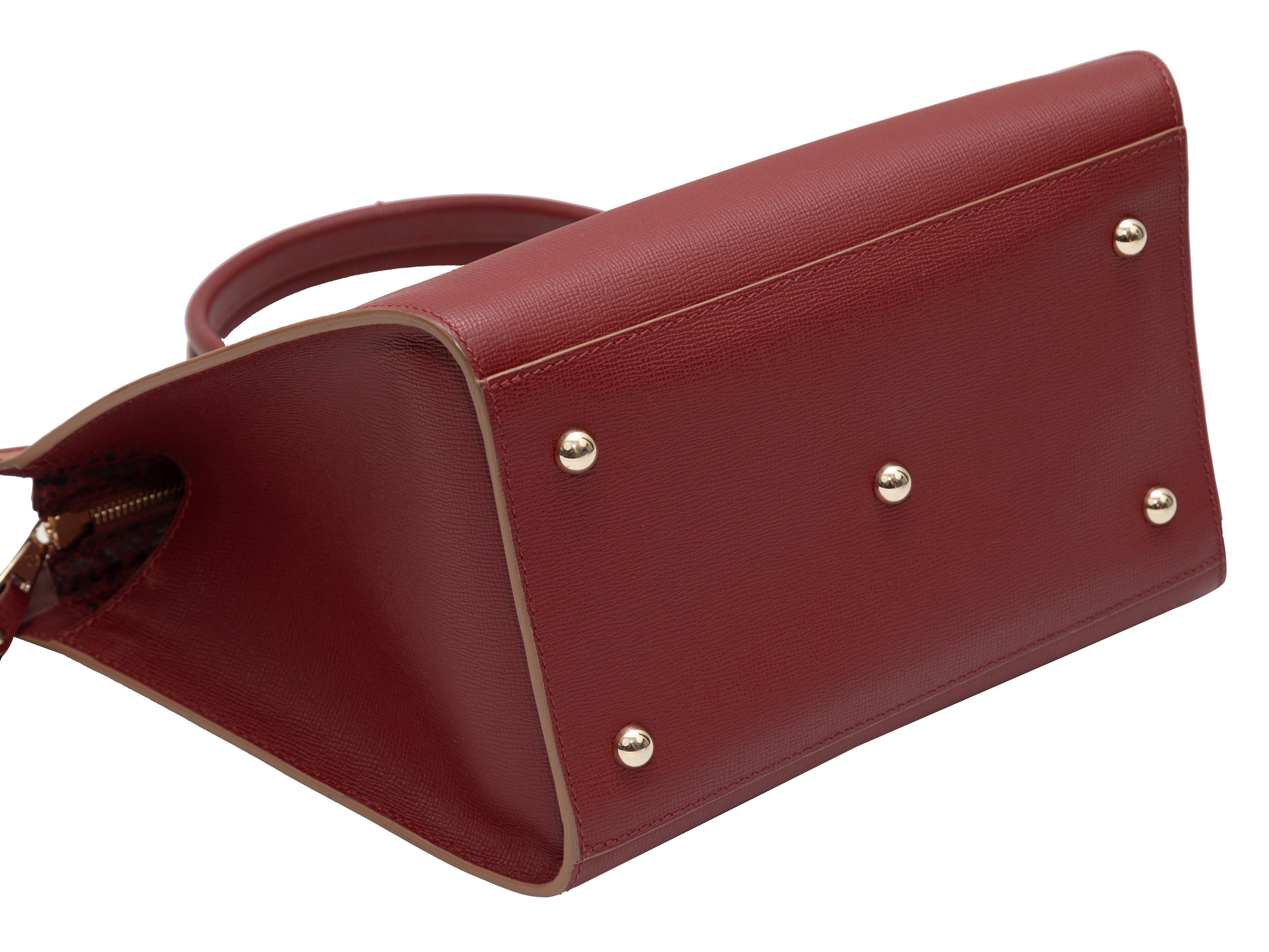 Red Longchamp Le Pliage Leather Tote