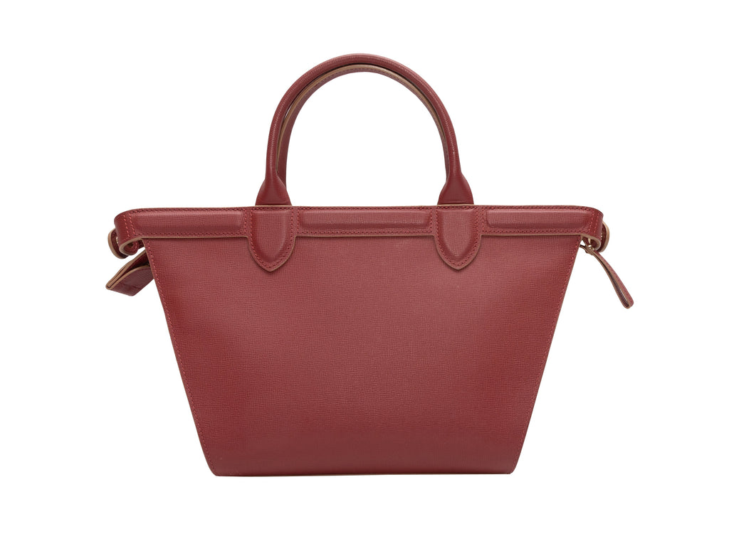 Red Longchamp Le Pliage Leather Tote