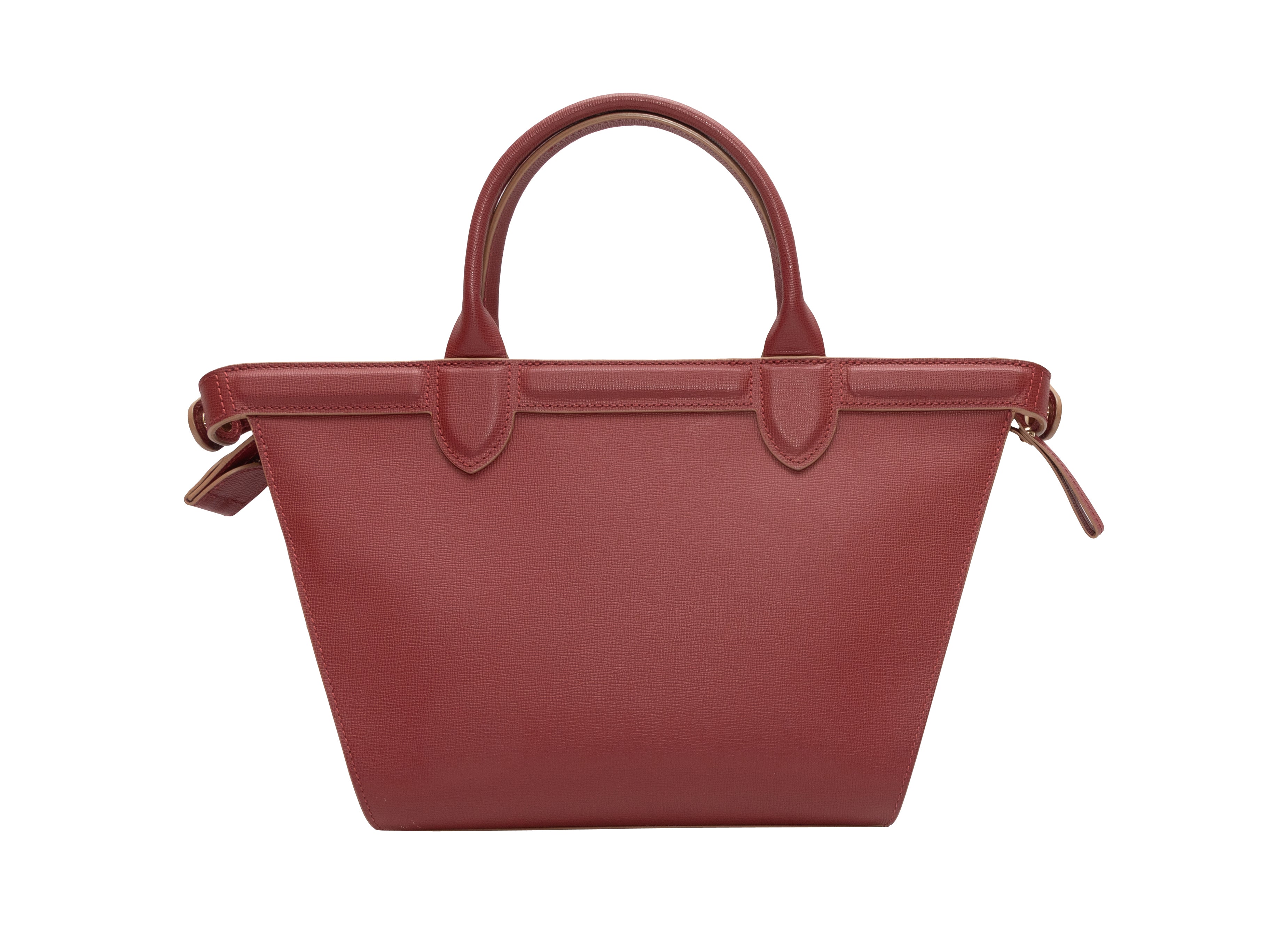 Red Longchamp Le Pliage Leather Tote