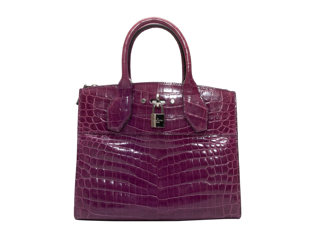 Purple Louis Vuitton Crocodile City Steamer MM Handbag