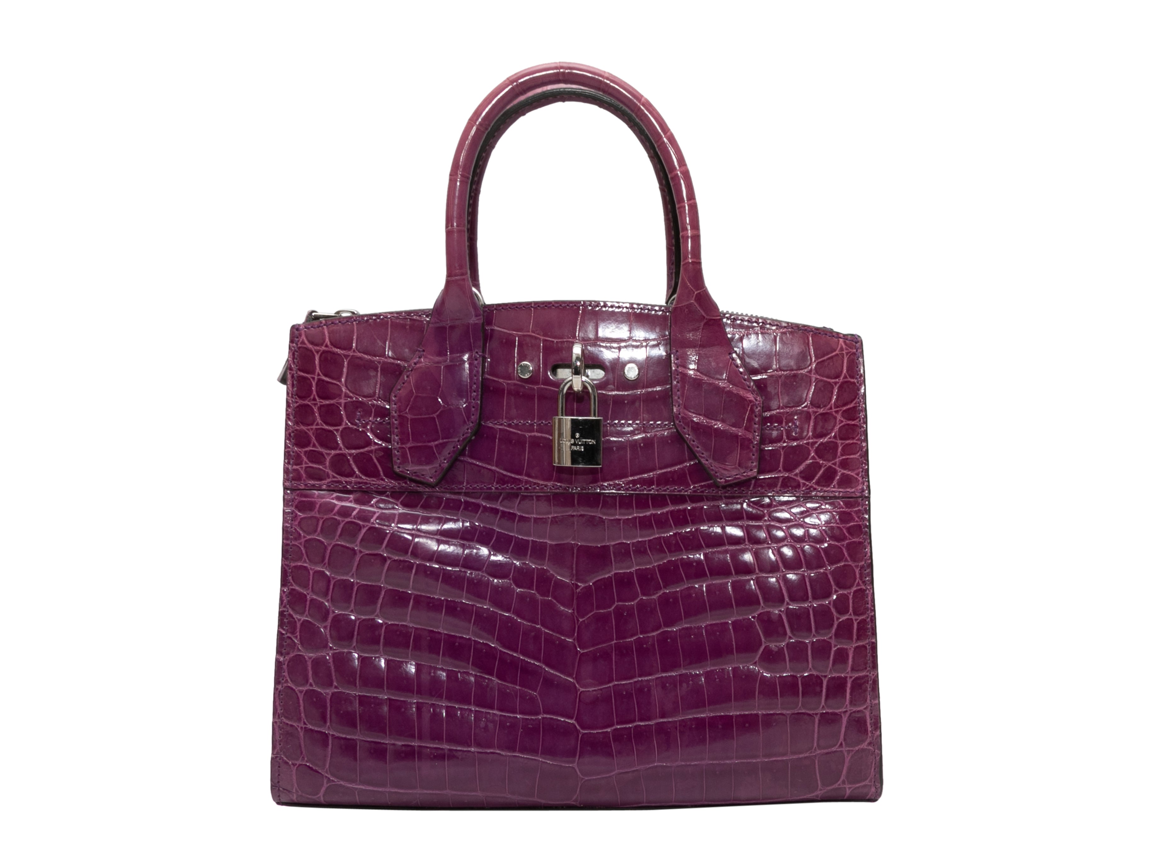 Purple Louis Vuitton Crocodile City Steamer MM Handbag