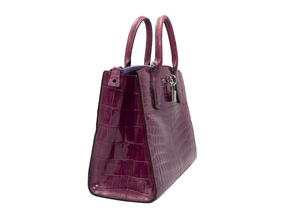 Purple Louis Vuitton Crocodile City Steamer MM Handbag