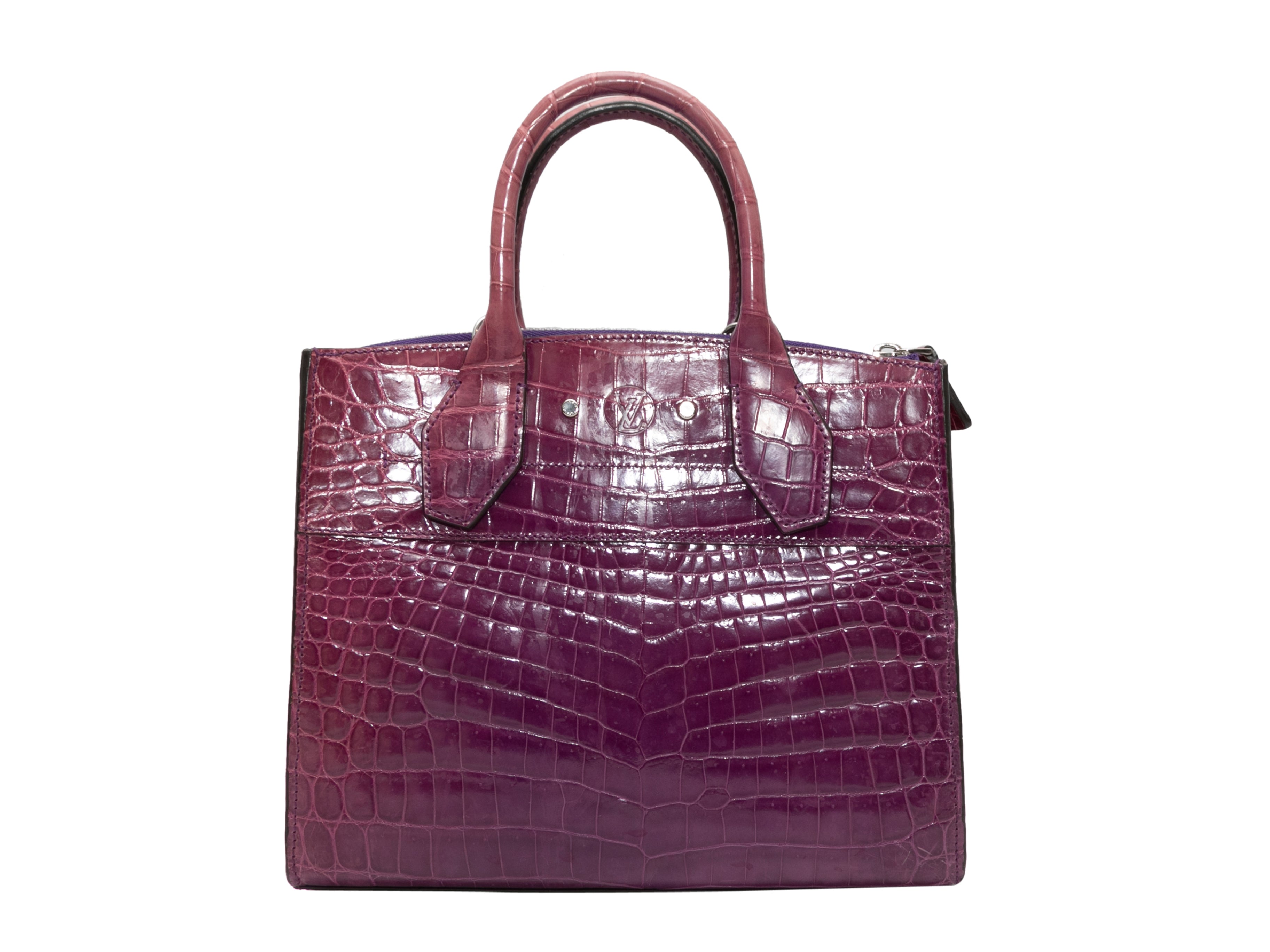 Purple Louis Vuitton Crocodile City Steamer MM Handbag