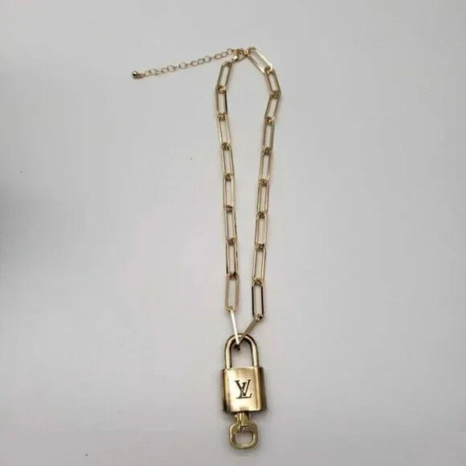 100% Auth Louis Vuitton Lock & Key with Unbranded Gold Plated Chain Necklace