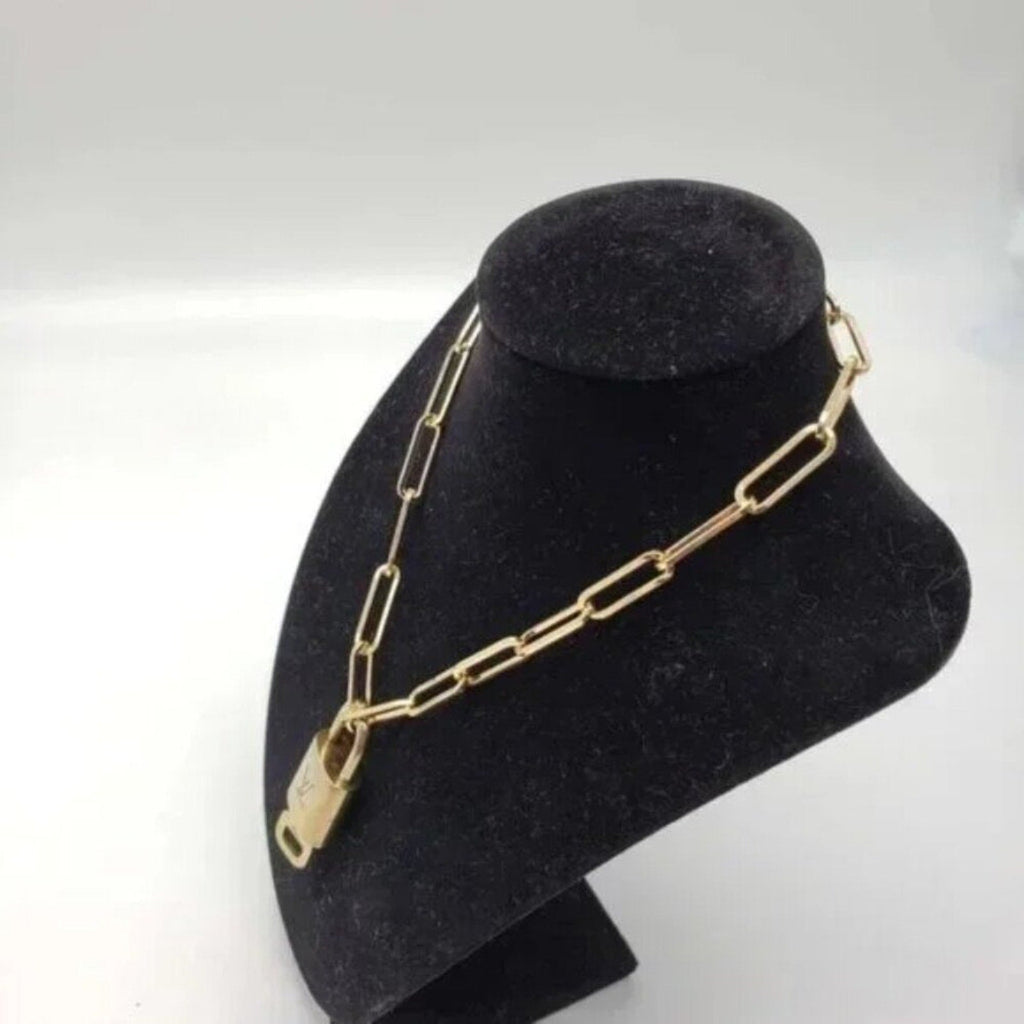 100% Auth Louis Vuitton Lock & Key with Unbranded Gold Plated Chain Necklace