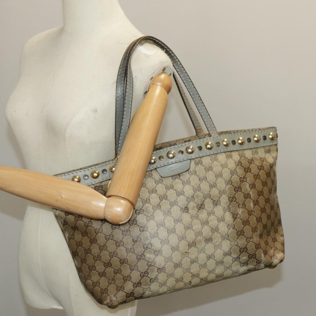 GUCCI GG Crystal Tote Bag Beige Gold 207291 100022