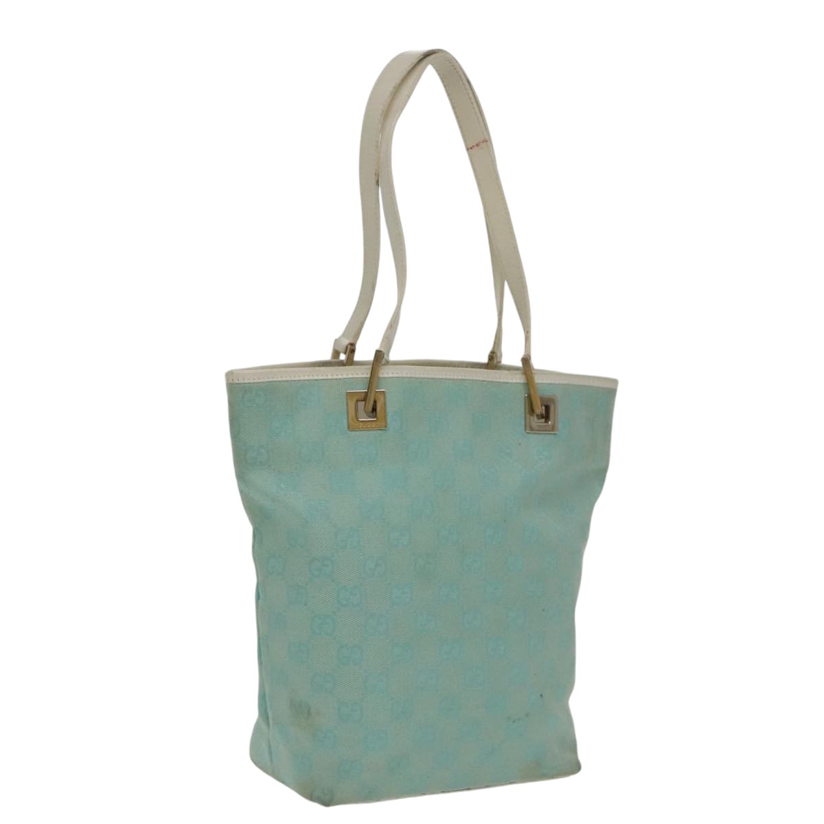 GUCCI GG Canvas Hand Bag Light Blue Gold 002 1099 100023