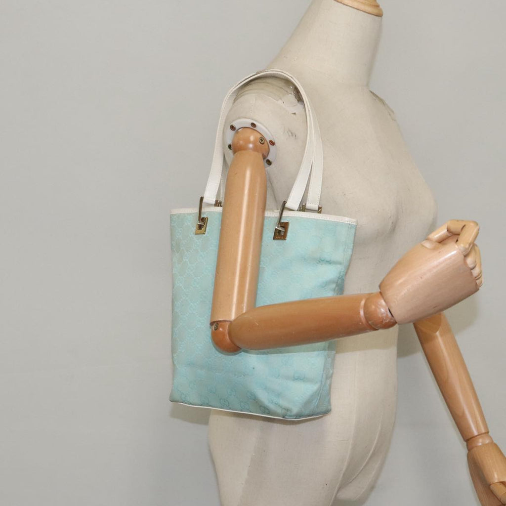 GUCCI GG Canvas Hand Bag Light Blue Gold 002 1099 100023