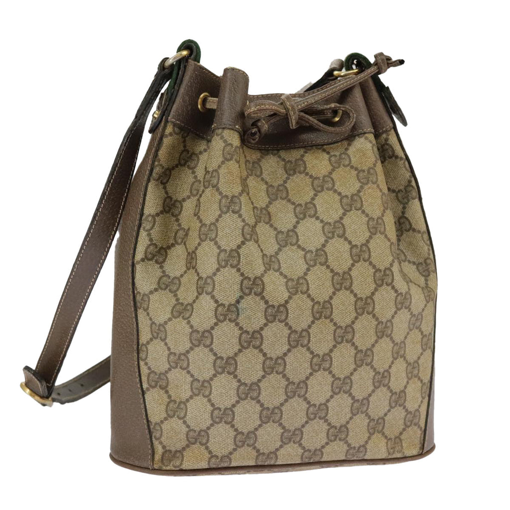 GUCCI GG Supreme Web Sherry Line Shoulder Bag PVC Beige 41 02 034 100025