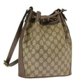 GUCCI GG Supreme Web Sherry Line Shoulder Bag PVC Beige 41 02 034 100025