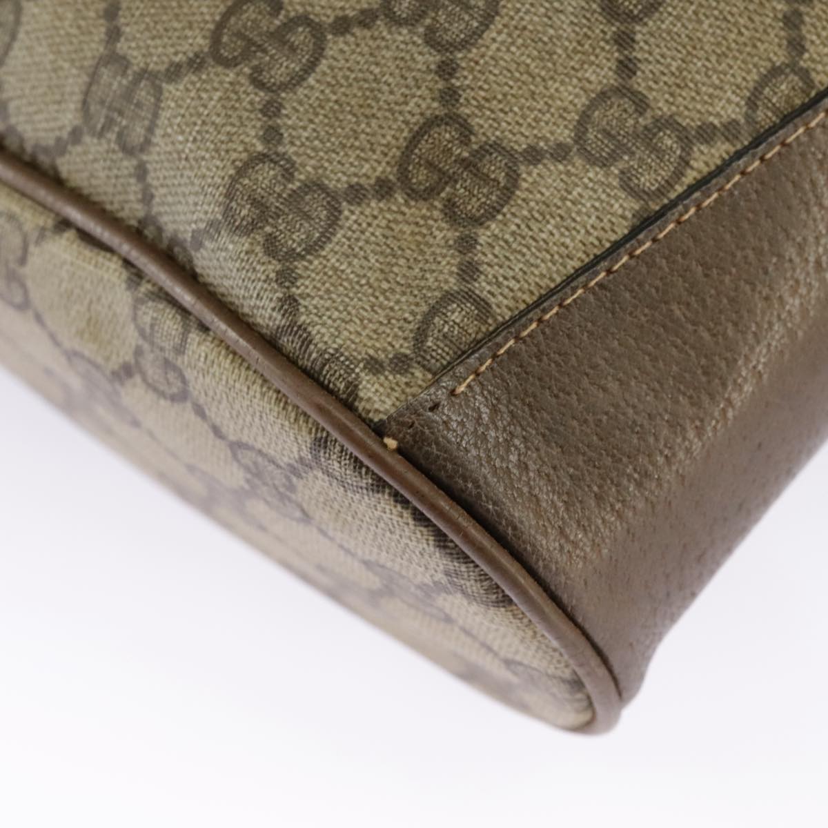 GUCCI GG Supreme Web Sherry Line Shoulder Bag PVC Beige 41 02 034 100025