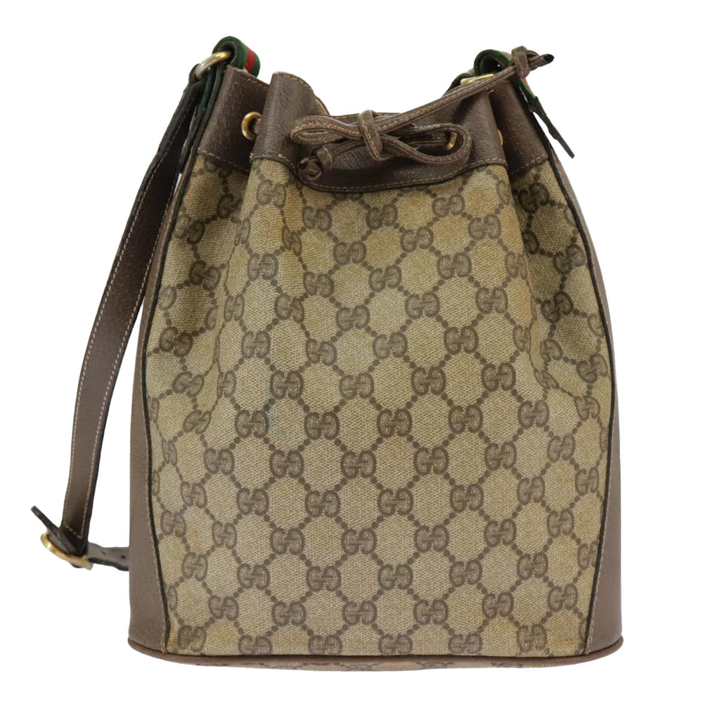 GUCCI GG Supreme Web Sherry Line Shoulder Bag PVC Beige 41 02 034 100025