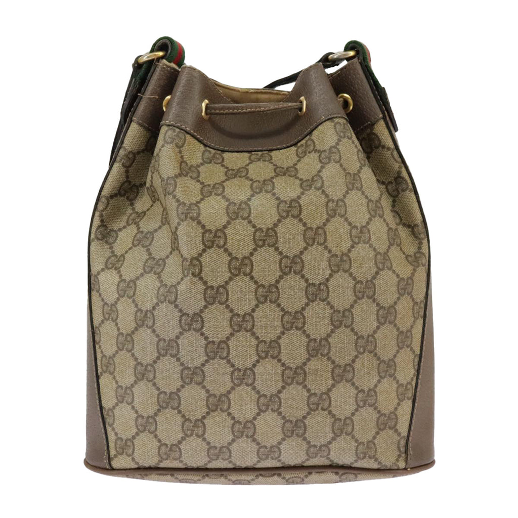 GUCCI GG Supreme Web Sherry Line Shoulder Bag PVC Beige 41 02 034 100025