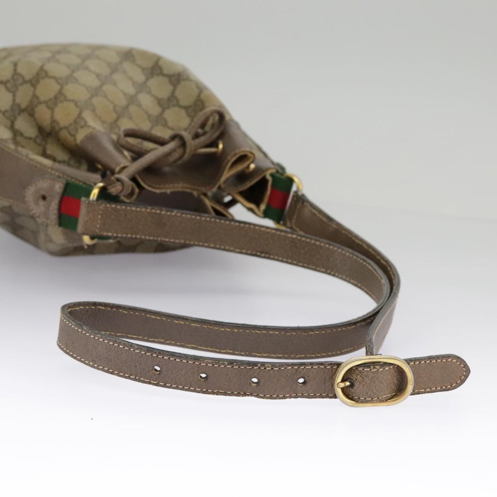 GUCCI GG Supreme Web Sherry Line Shoulder Bag PVC Beige 41 02 034 100025