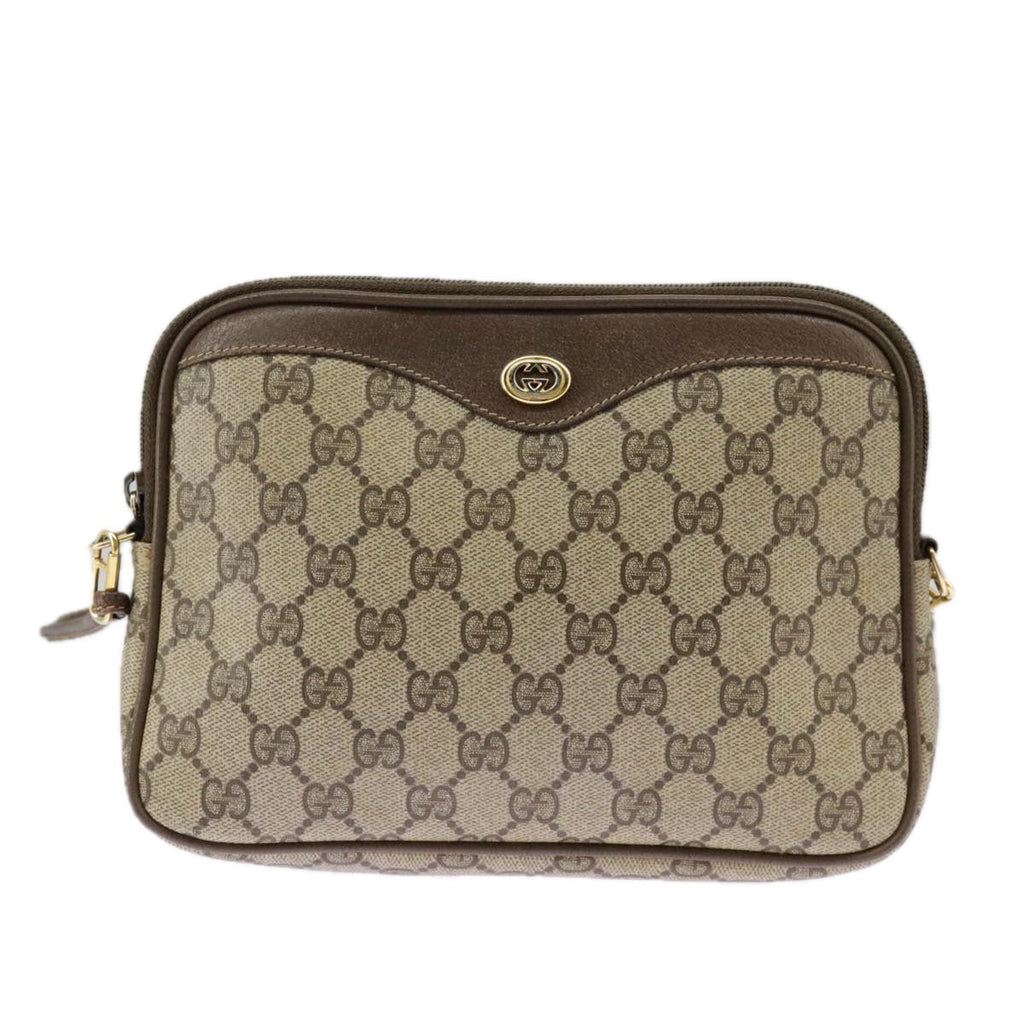 GUCCI GG Supreme Shoulder Bag PVC Beige Gold 97 02 068 100038