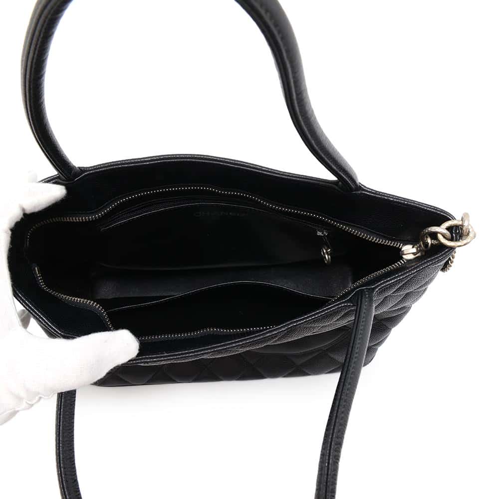 CHANEL Medallion Tote BlackA01804 Caviar Leather