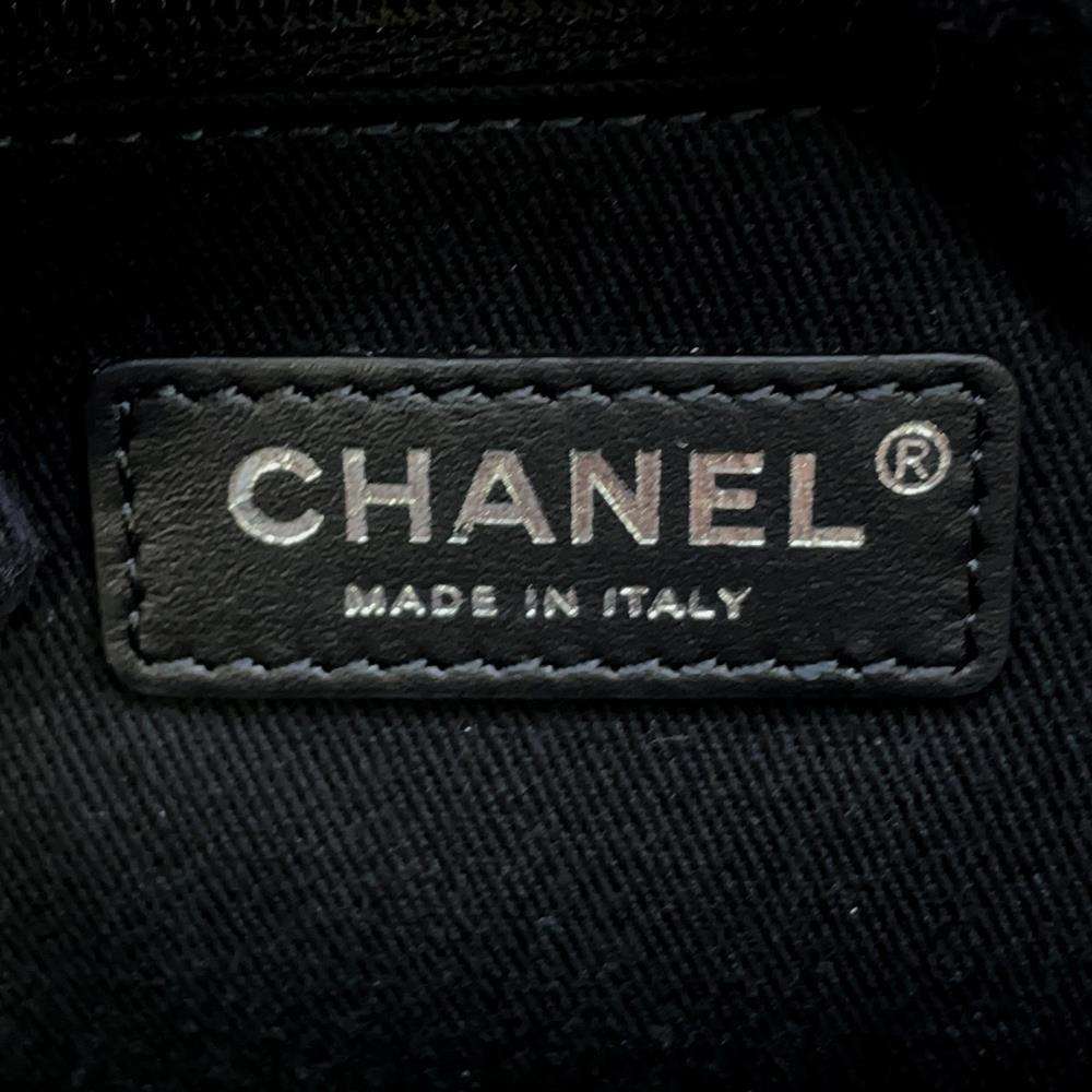 CHANEL Deauville ChainTote Bag Black Tweed Leather Size MM