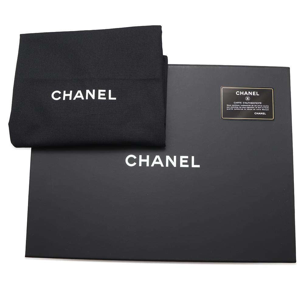 CHANEL Deauville ChainTote Bag Black Tweed Leather Size MM